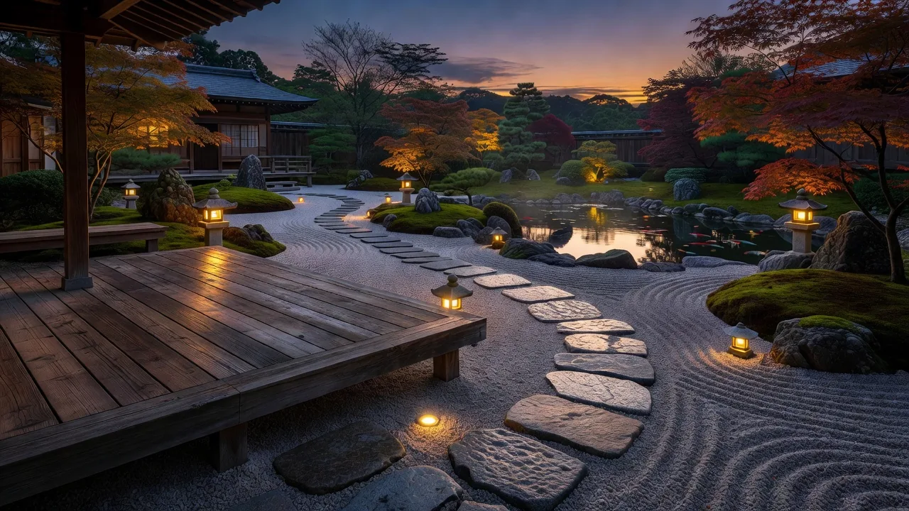 屋外照明の庭
